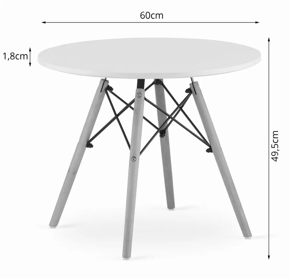 Stolik kawowy  nowoczesny skandynawski biały okrągły blat 60cm