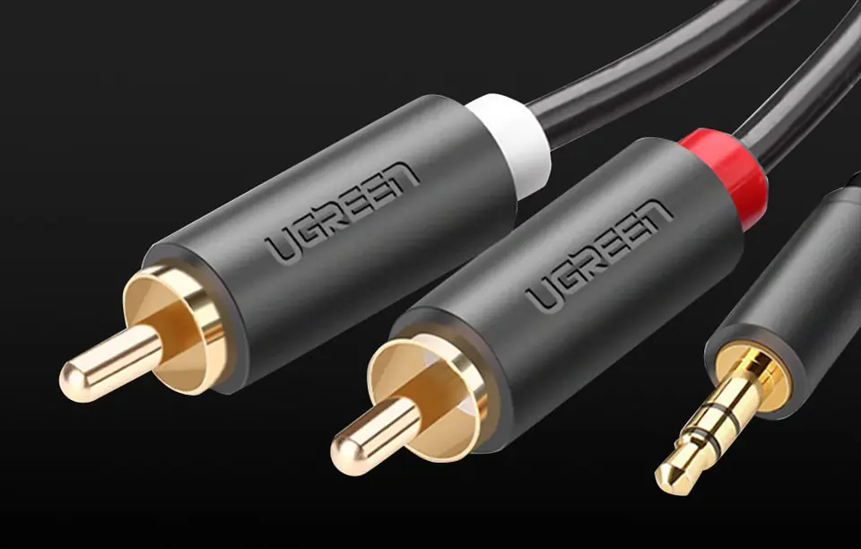 UGREEN AV102 Kabel 2x RCA (Cinch) jack 3.5 mm 5m (czarny)