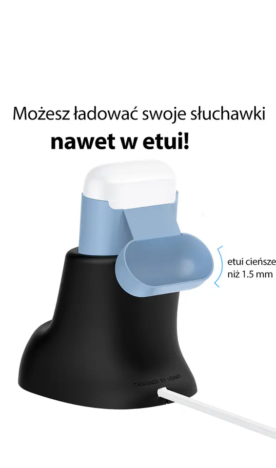 USAMS Silikonowy stojak 2w1 do ładowania Apple Watch i AirPods czarny/black ZJ51ZJ01 (US-ZJ051)