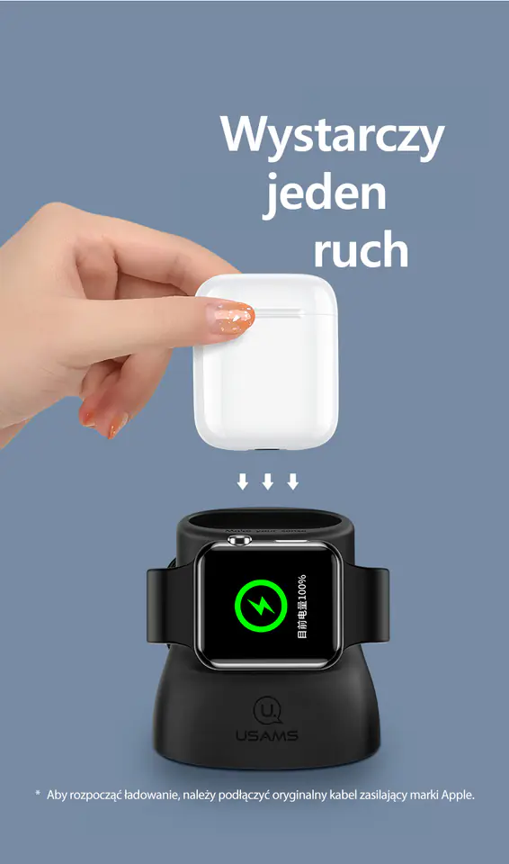 USAMS Silikonowy stojak 2w1 do ładowania Apple Watch i AirPods czarny/black ZJ51ZJ01 (US-ZJ051)