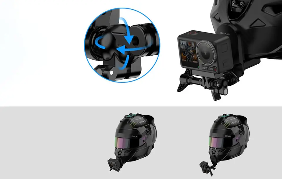 Mocowanie na kask PULUZ do kamer sportowych (DJI Action, GoPro Hero)(czarne)