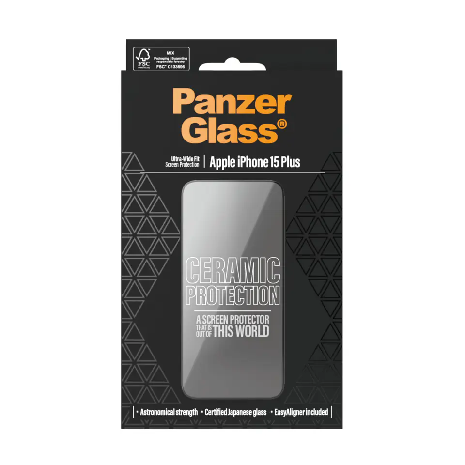 PanzerGlass Ceramic Protection iPhone 15Plus 6.7" Ultra-Wide-Fit Screen Protection Easy Aligner Included 2839