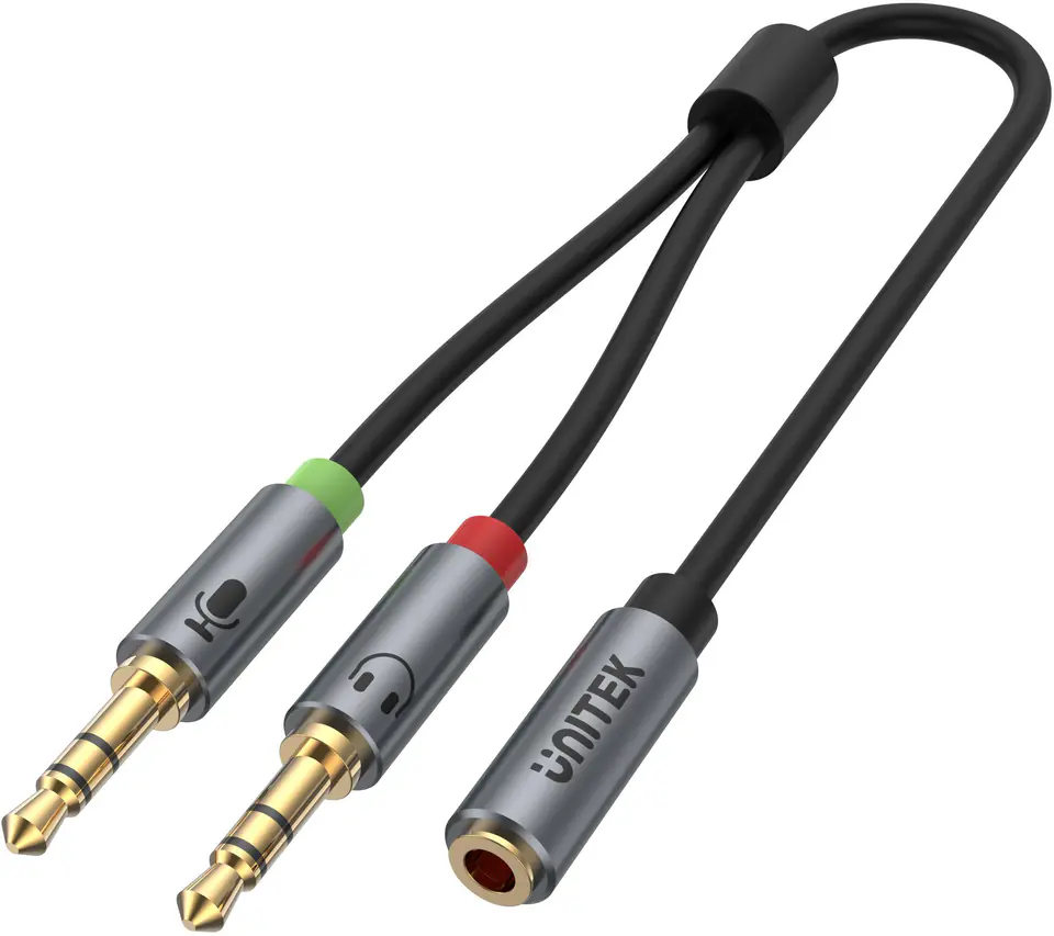 UNITEK Y-C957ABK 0.2m /s1x MiniJack 3.5 mm (gniazdo) 2x MiniJack 3.5 mm (wtyk)