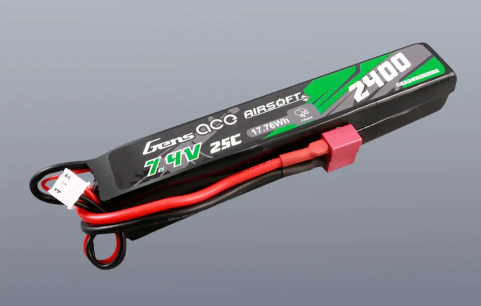 Akumulator Gens ace 25C 2400mAh 2S2P 7.4V Saddle Airsoft Gun Lipo z konektorem Mini Deans(T) Plug