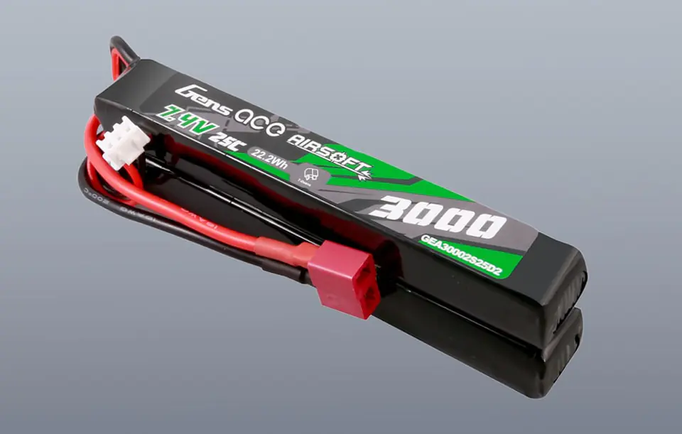 Akumulator Gens ace 25C 3000mAh 2S2P 7.4V Saddle Airsoft Gun Lipo z konektorem Mini Deans(T) Plug