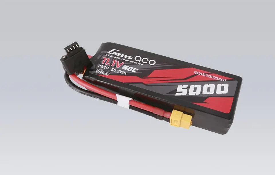 Akumulator Gens ace G-Tech 5000mAh 11.1V 60C 3S1P Short-Size Lipo z konektorem XT60 Plug