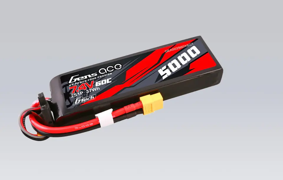 Akumulator Gens ace G-Tech 5000mAh 7.4V 60C 2S1P Lipo PC z konektorem XT60 Plug