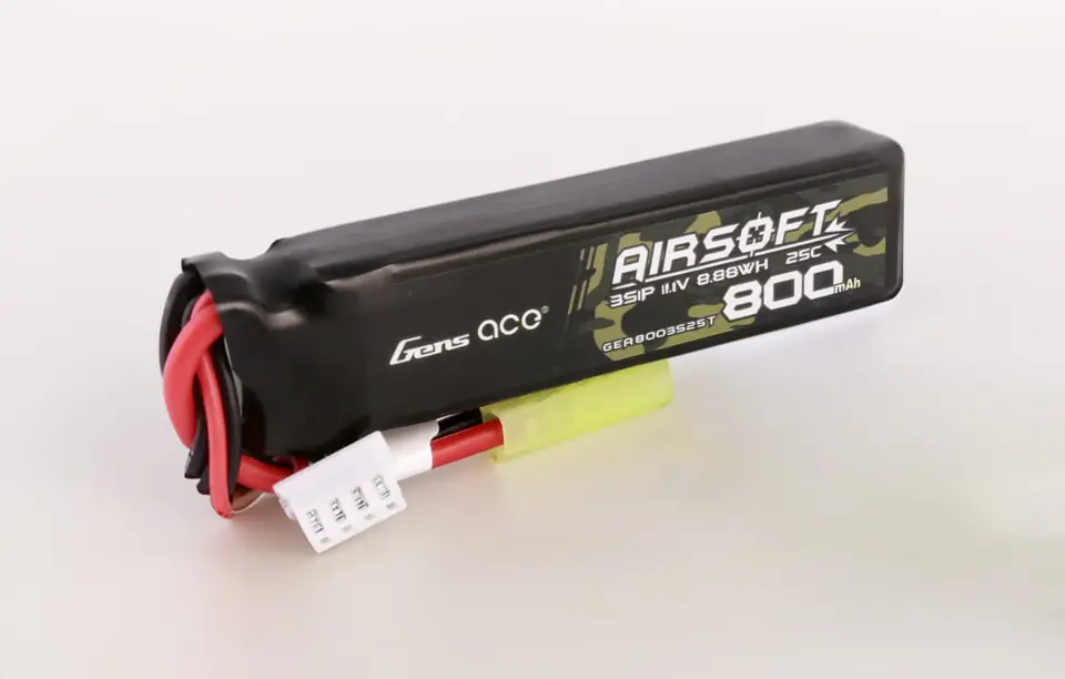 Akumulator Gens Ace Lipo 800MAH 11.1V 25C 3S1P Airsoft Gun Lipo z konektorem mini Tamiya Plug