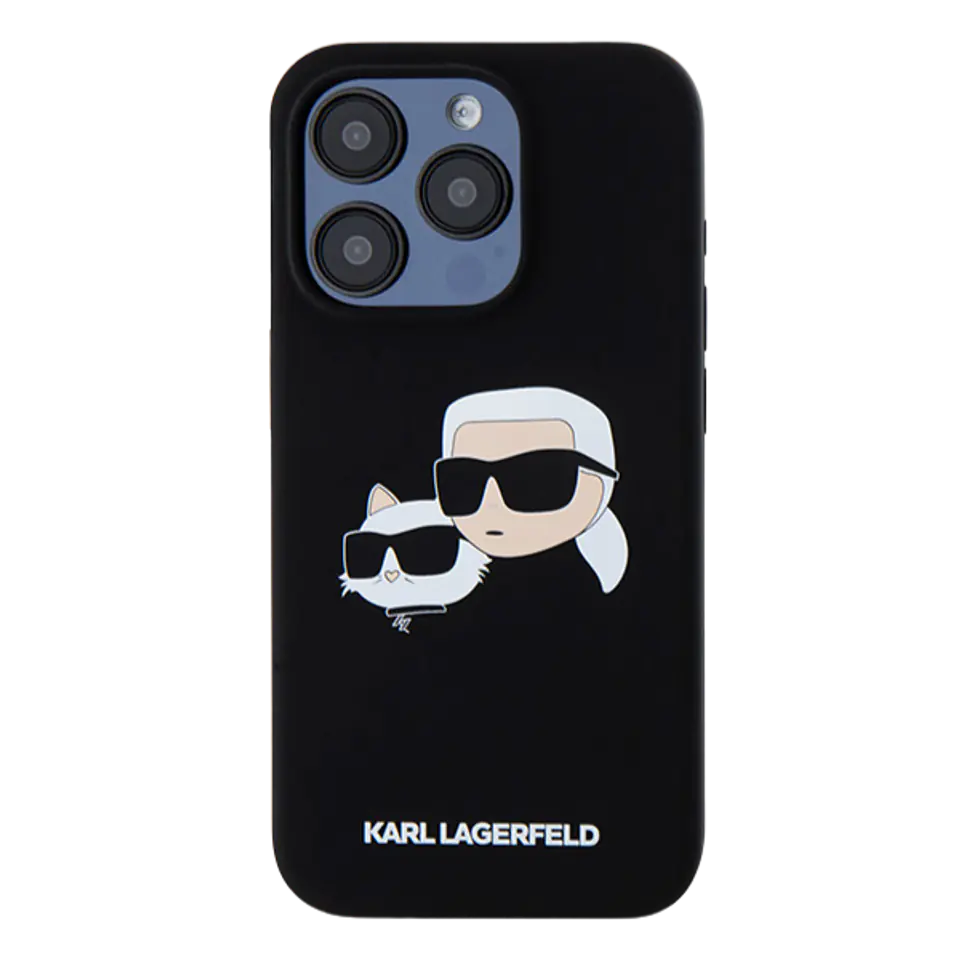 Karl Lagerfeld KLHMP16XSKCHPPLK iPhone16 Pro Max 6.9" czarny/black hardcase Silicone Double Heads Print MagSafe