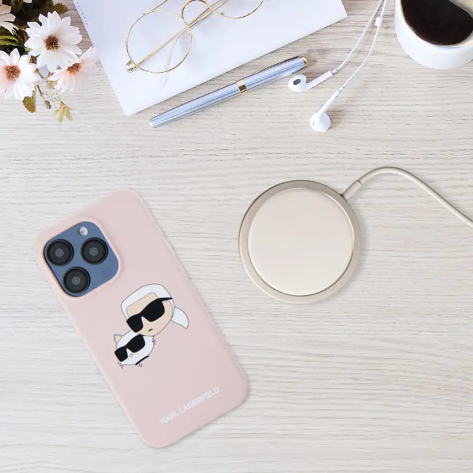 Karl Lagerfeld KLHMP16XSKCHPPLP iPhone16 Pro Max 6.9" różowy/pink hardcase Silicone Double Heads Print MagSafe