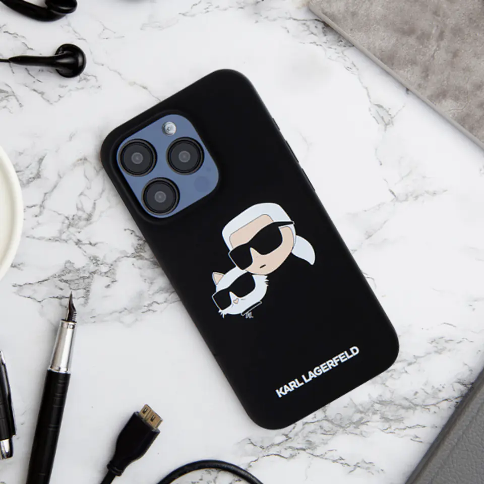 Karl Lagerfeld KLHMP16XSKCHPPLP iPhone16 Pro Max 6.9" różowy/pink hardcase Silicone Double Heads Print MagSafe