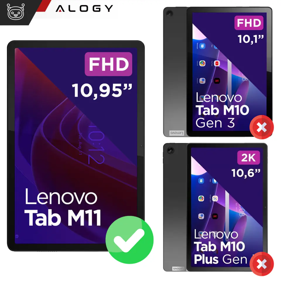 Szkło hartowane do Lenovo Tab K11E / M11 10.95" TB330FU/TB330XU/TB331FC na tablet ekran Alogy Screen Protector Pro+ 9H