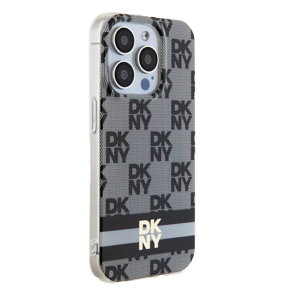 Oryginalne Etui IPHONE 13 PRO MAX DKNY Hardcase IML Checkered Mono Pattern & Printed Stripes MagSafe (DKHMP13XHCPTSK) czarne