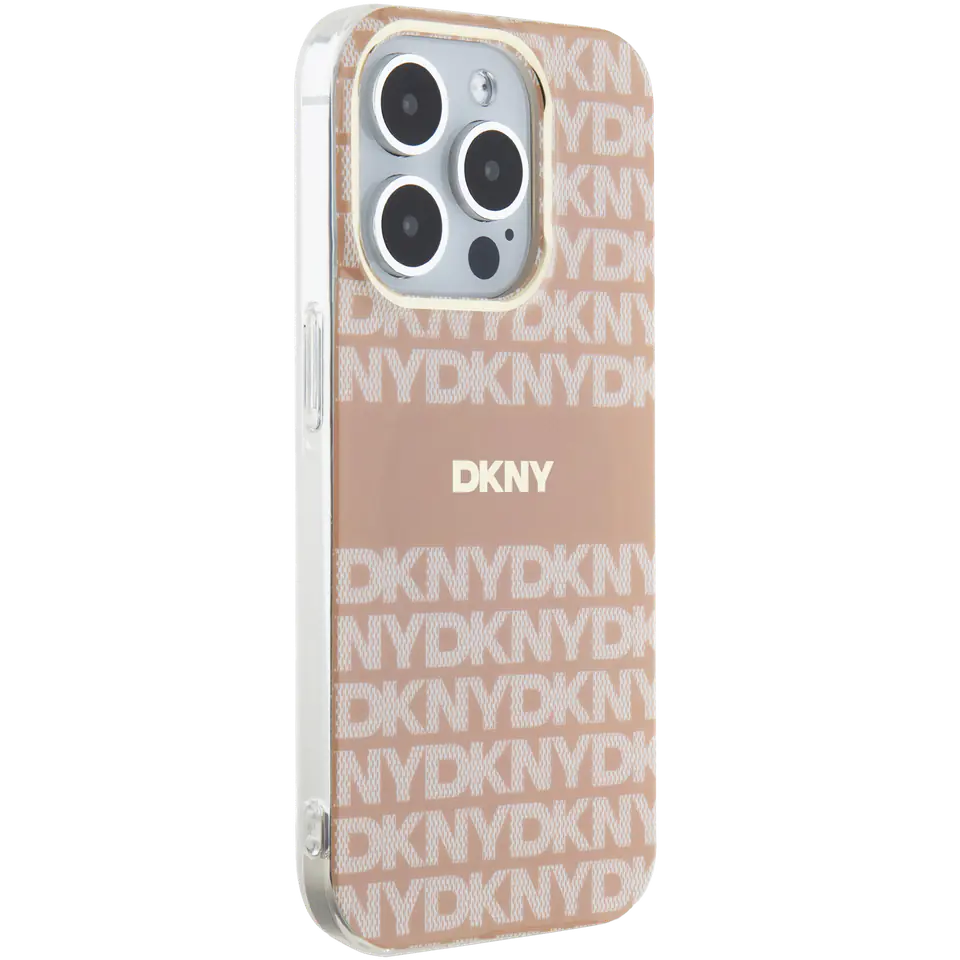 Oryginalne Etui APPLE IPHONE 15 PRO DKNY Hardcase IML Mono & Stripe MagSafe (DKHMP15LHRHSEP) różowe