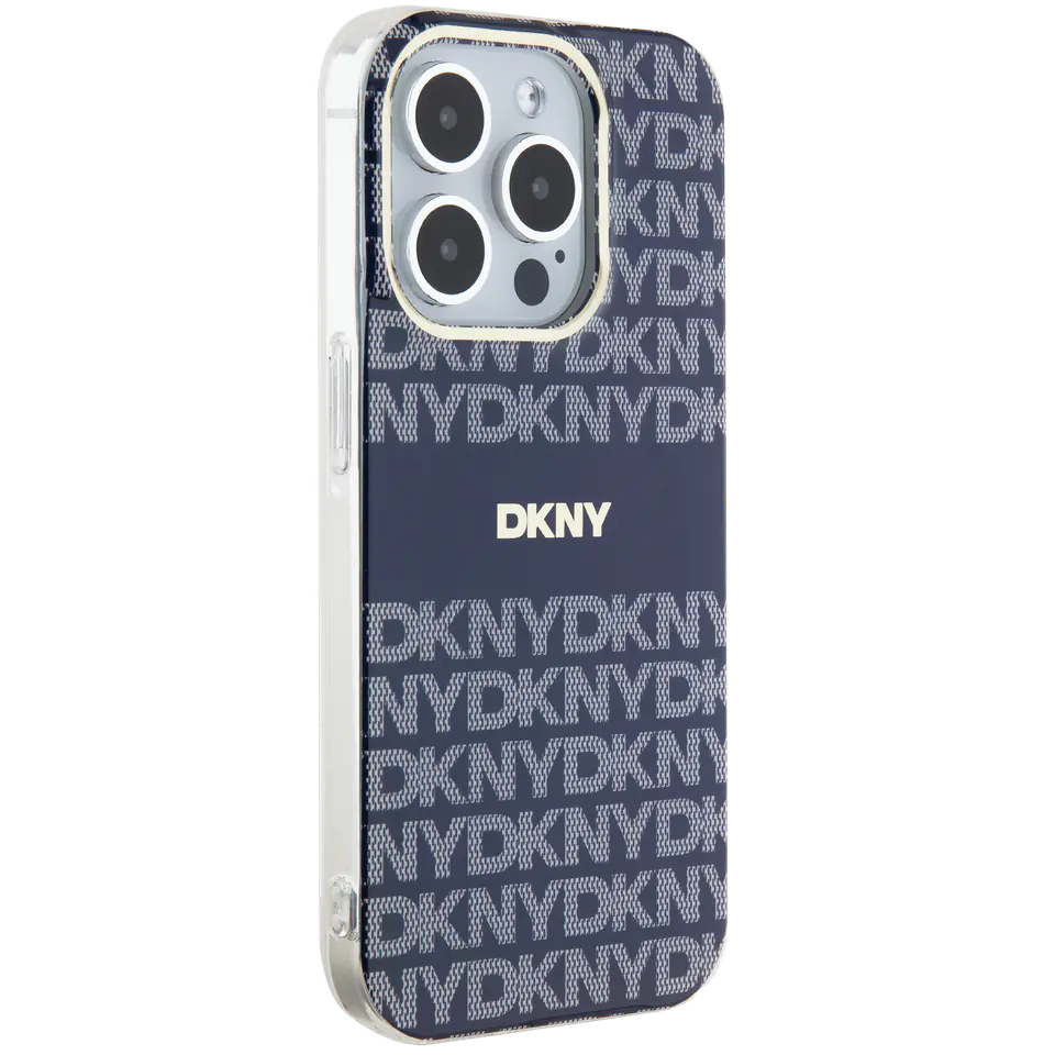 Oryginalne Etui IPHONE 13 / 14 / 15 DKNY Hardcase IML Mono & Stripe MagSafe (DKHMP15SHRHSEB) niebieskie