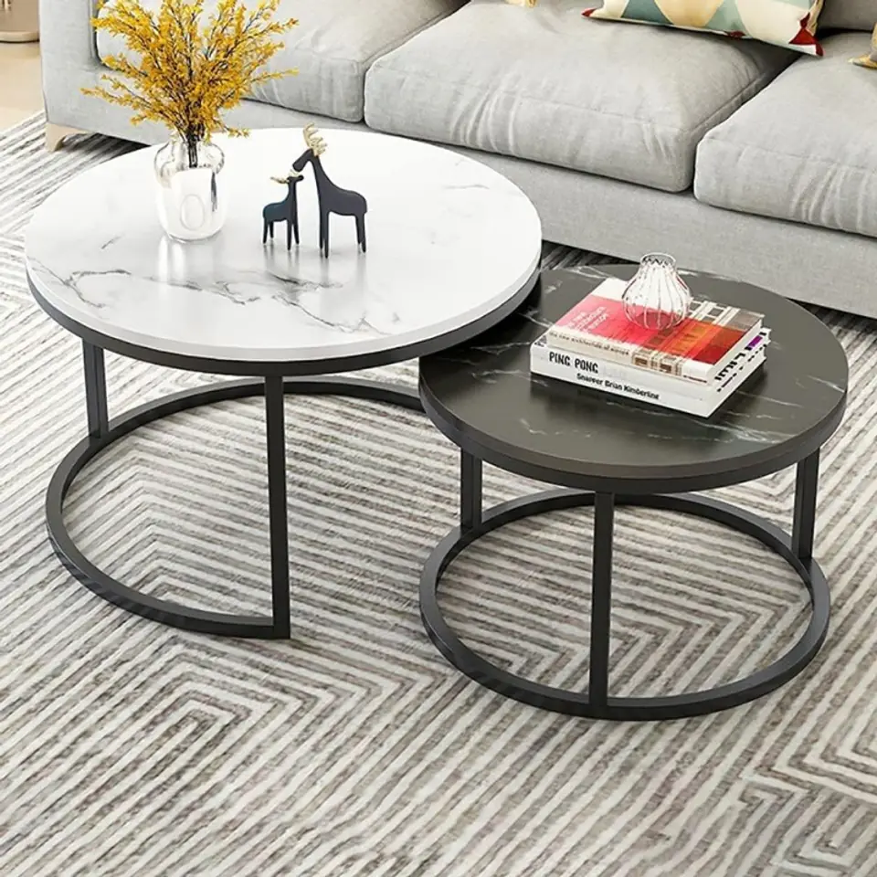 Zestaw okrągłych stolików kawowych 60 i 80 cm STL14BCZ