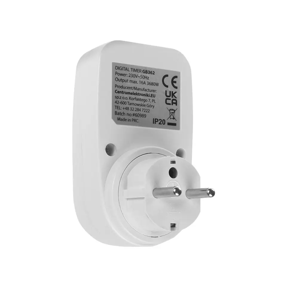 Włącznik czasowy - timer cyfrowy do 16A, IP20, GreenBlue