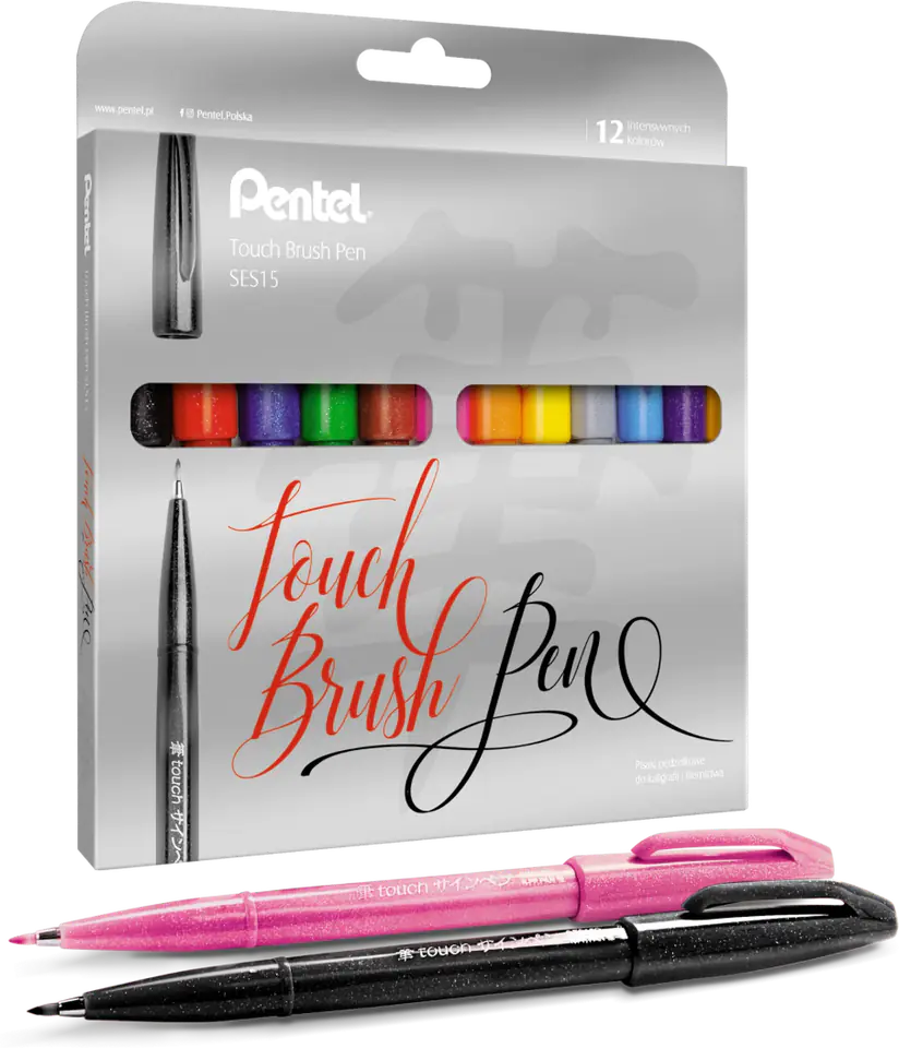 Pisak BRUSH SIGNT kpl. 12 szt. SES15C-ST12PL PENTEL