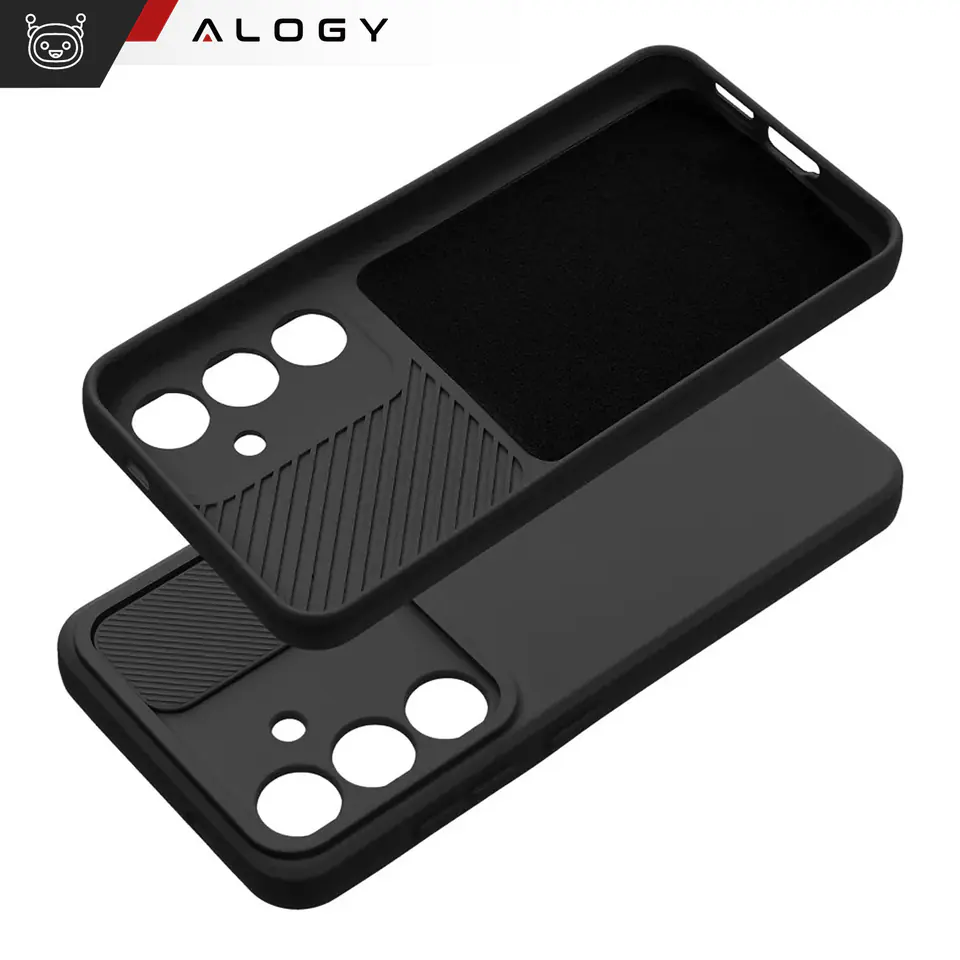 Etui do Samsung Galaxy S24+ Plus pancerne obudowa ochrona osłona aparatu Slide Camshield Case Alogy czarne