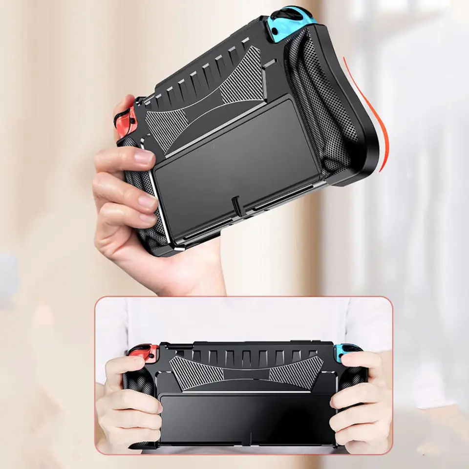 Etui do Nintendo Switch OLED obudowa case pokrowiec grip wzmocniony Alogy Czarne