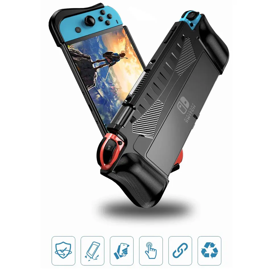 Etui do Nintendo Switch OLED obudowa case pokrowiec grip wzmocniony Alogy Czarne