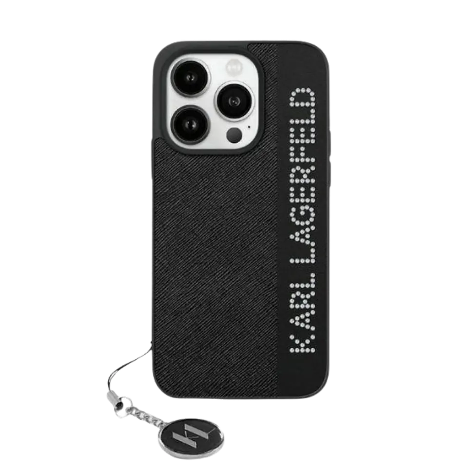 Karl Lagerfeld KLHCP15SPSAKDGCK iPhone 15 / 14 / 13 6.1" czarny/black hardcase Saffiano Rhinestones & Charm