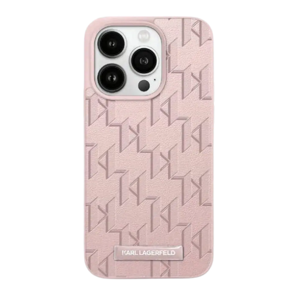 Karl Lagerfeld KLHMP15XPKHPORPP iPhone 15 Pro Max 6.7" hardcase różowy/pink Leather Monogram Metal Logo