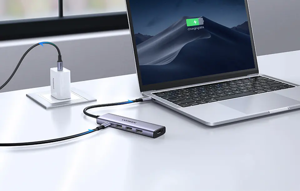 Hub / Adapter 100W PD USB-C - 3x USB + HDMI + USB-C + HDMI 4K 30Hz UGREEN Revodok CM511 szary