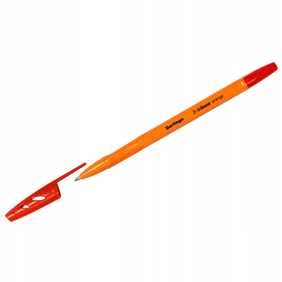 Długopis olejowy ze skuwką Tribase Orange 0.7 mm czerwony 265893 BERLINGO