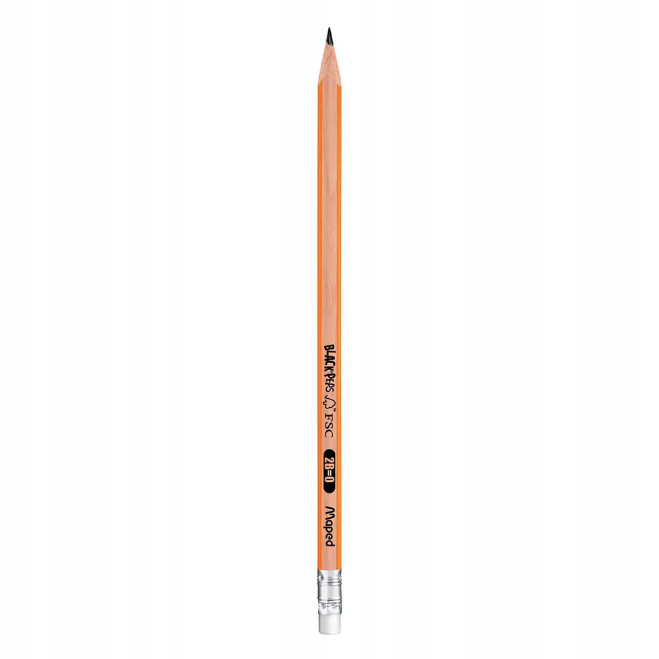 Ołówek drewniany z gumką BLACKPEPS 2B MAPED 851722