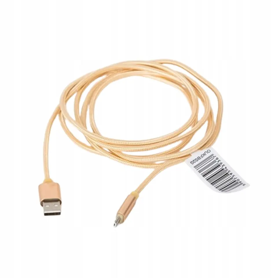 Kabel USB -> microUSB 1m pleciony złoty OMEGA IGUANA (43933)