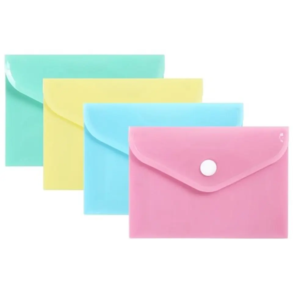 Teczka kopertowa na dokumenty A7 na zatrzask PP 10 sztuk mix pastelowy TKP-A7 BIURFOL