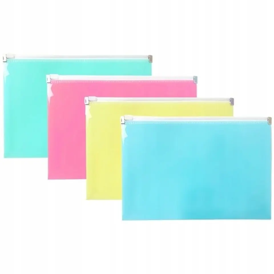 Teczka na dokumenty A5 na suwak PP 10 sztuk mix pastelowy TSP-A5 BIURFOL