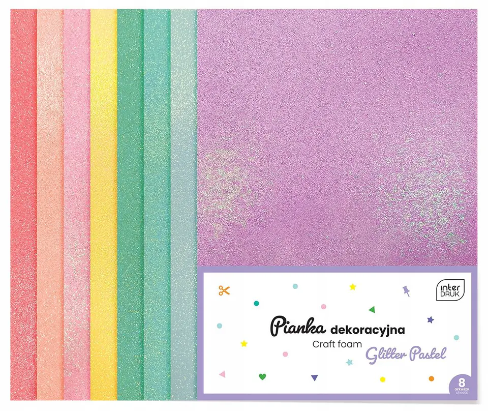 Pianka dekoracyjna 8szt. GLITTER PASTEL INTERDRUK