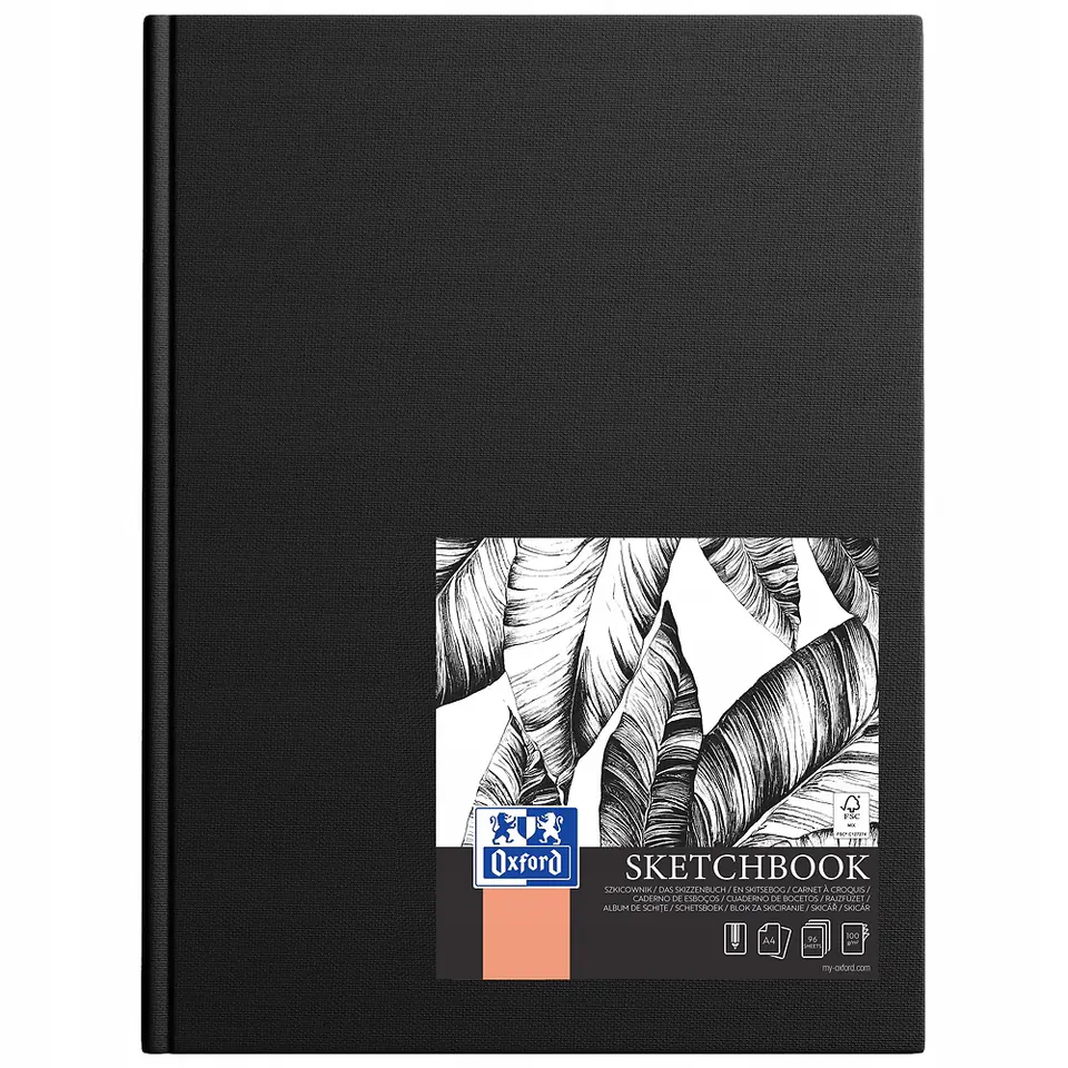 Szkicownik Sketchbook szyty A4 96k 100g czarny 400152623 OXFORD