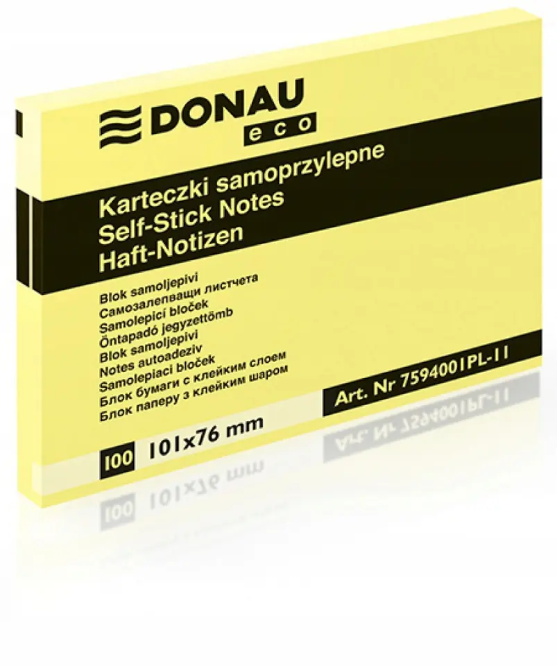 Bloczek samoprzylepny 101x76mm 100k żółty ECO 7594001PL11 DONAU