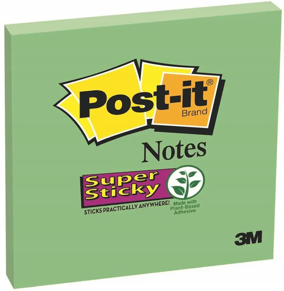 Bloczek samoprzylepny 76x76mm 90k zielony Super Sticky POST-IT 654-6SS-AW-EU 3M