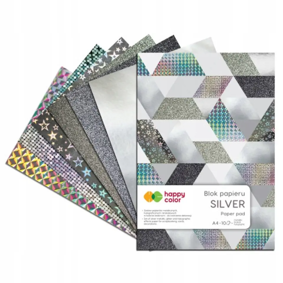 Blok SILVER, A4, 150-230g, 10 ark, HAPPY COLOR HA 3820 2030-MS