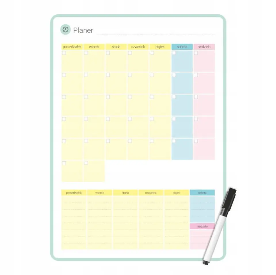Planer magnetyczny na lodówkę 25x35cm miesięczny + marker PMP-01-01 BIURFOL