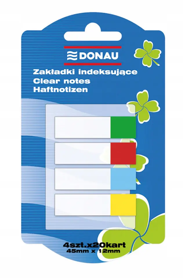 Zakładki indeksujące PP 12x45mm 4x20kartek 7568001PL-99 DONAU