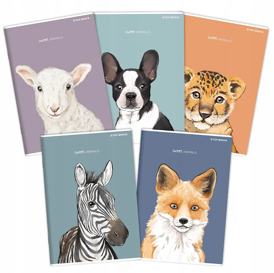 Zeszyt A5 16k kratka kolor 70g ANIMAL 400169483 TOP 2000