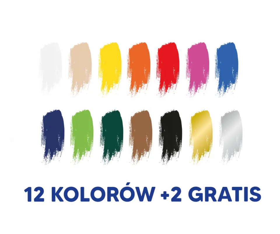 Farby plakatowe szkolne 12 kolorów + 2 gratis srebrna złota 20ml 400167100 OXFORD