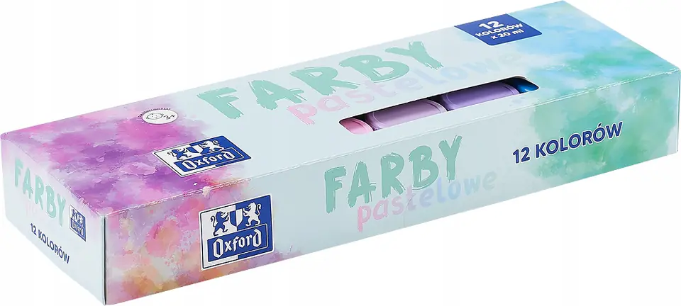 Farby plakatowe szkolne 12 kolorów pastelowych 20ml zestaw 400175578 OXFORD