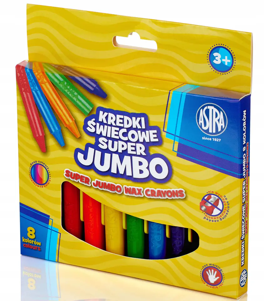 Kredki świecowe super JUMBO okrągłe 8 kolorów 316118002 ASTRA