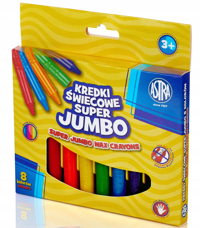 Kredki świecowe szkolne Super JUMBO grube okrągłe 8 kolorów 316118002 ASTRA