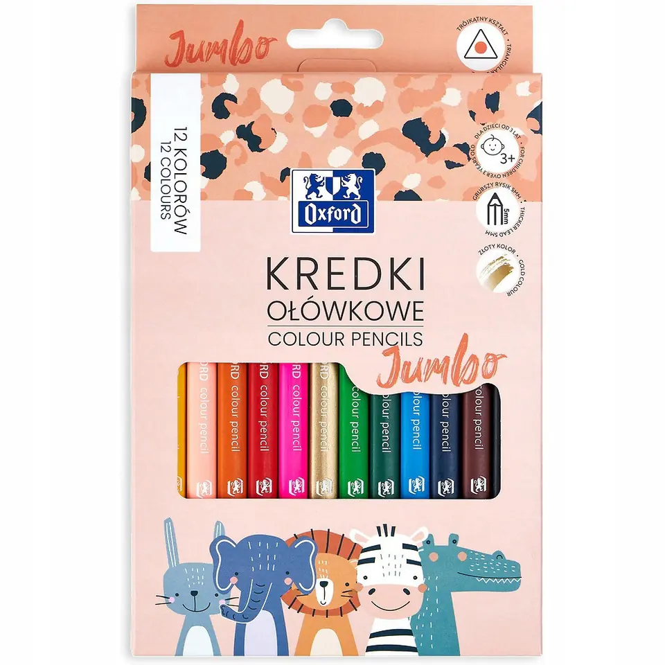 Kredki ołówkowe KIDS JUMBO 12 kolorów 400174529 OXFORD