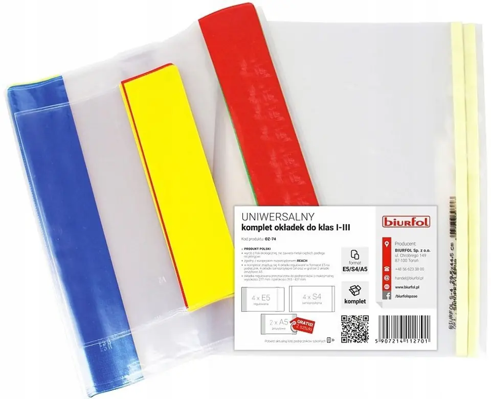 Okładki na książki podręczniki do klas 1-3 + zeszyty A5 OZ-74 BIURFOL