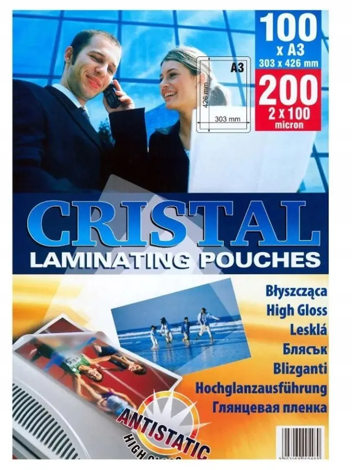 Folia laminacyjna A3 100mic (100ark.)standard błyskantystatyczna 320310 ARGO