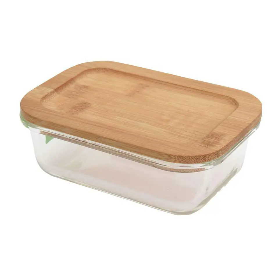 Borosilicate Glass Container with Bamboo Lid - 370ML