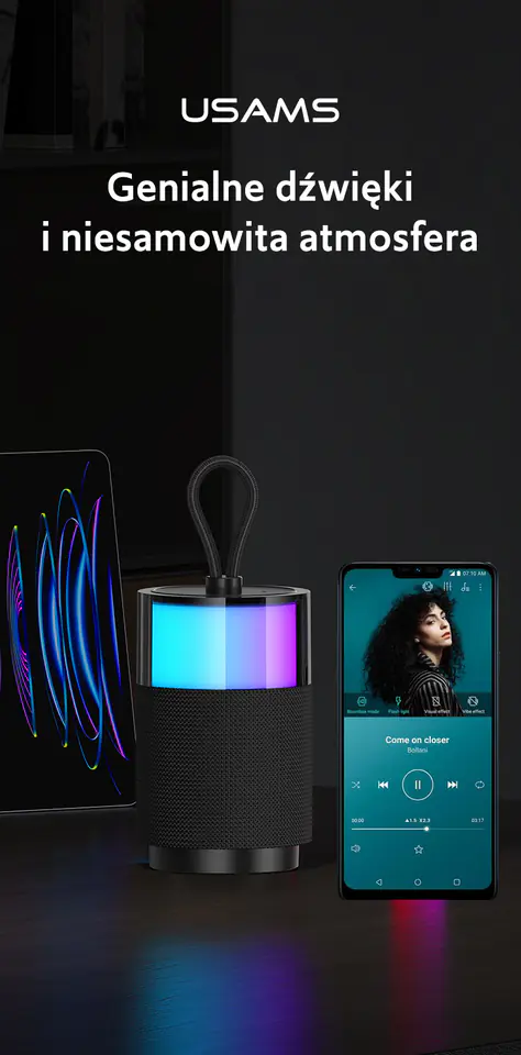 USAMS Głośnik Bluetooth 5.3 YIN Seriesczarny/black YX12YX01 (US-YX012)